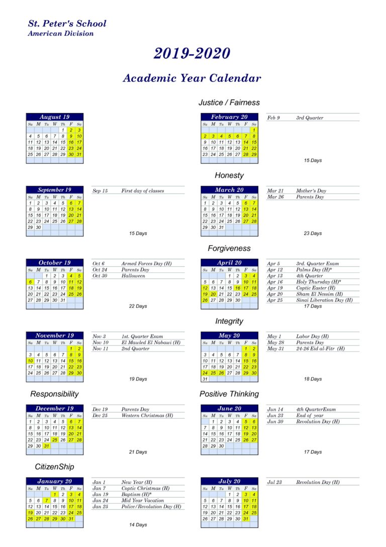 calendar-st-peter-s-school